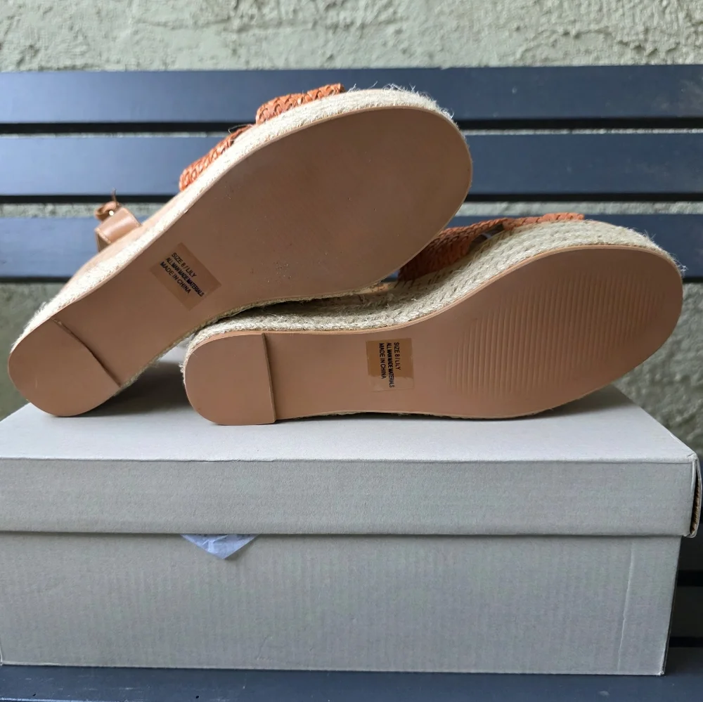 JANE AND THE SHOE Women's Lily Cork Caged Pumps Espadrilles Heels Sz‎ 8